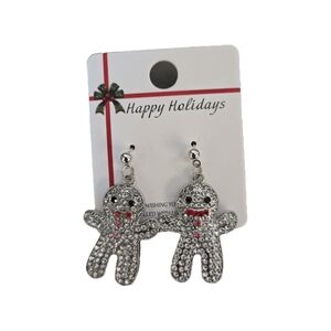 Festive NWT Silver Gingerbread Earrings